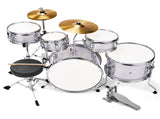 14"x10" 5-Pieces Junior Kids Drum Set Kit Pedal Drum Stick Wrench Drum Stool Silver 96527126