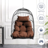 Outdoor garden rattan egg swing chair hanging chair PE hanging chair brown W2500P309626