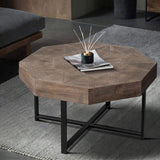 Wood Octagonal Vintage Patchwork Craft Farmhouse 30 Inch Wooden Top Cross Metal Legs Coffee W1445P193125