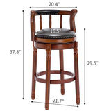 Seat height 29.5'' Cow top Leather Wooden Bar Stools, 360 Degree Swivel Bar Height Chair with Backs W2195P268322