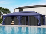 Patio Gazebo 10'x20', Outdoor Heavy Duty Party Tent Shelter With Double Roofs, Mosquito Nettings And 58690224