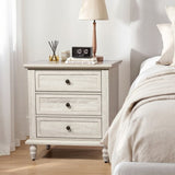 Retro white P2 particle board with 3D paper solid wood legs 63*44.5*68.5CM three drawers bedside 88604508