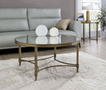 ZUN ACME Aditya Coffee Table, Mirrored & Antique Brass Finish LV02735