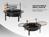 33 inch Outdoor Fire Pit with 2 Cooking Grills, Wood pit with Removable Swivel Grill, 94102282