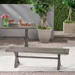 ZUN Modern Outdoor Aluminum Dining Bench, Dark Gray 66537.00DGRY