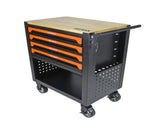 4 DRAWERS MULTIFUNCTIONAL TOOL CART WITH WHEELS AND WOODEN TOP-ORANGE W1102111186
