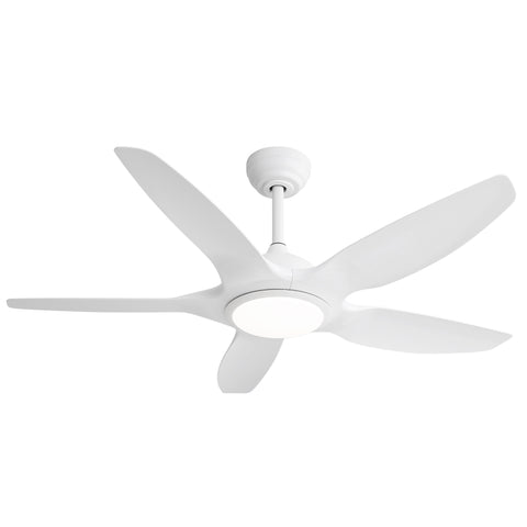 ZUN 48 Inch Indoor Ceiling Fan With 5 White ABS Blades Remote Control Reversible DC Motor For Living W882P195916