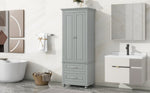 ZUN Tall Storage Cabinet with Two Drawers for Bathroom/Office, Grey WF299284AAE