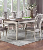 ZUN Transitional Style 1pc Table w 2x Leaves Antique White Finish Oak Top Rectangle Table Kitchen B011P222503