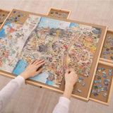 2000 Piece Rotating Wooden Jigsaw Board - 41x29 Inch, Rotating Table With Cover,Portable 28205136