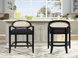 Americana Mid-Century Modern 30.5" Cane Back Bar Stool, Jet Black B2719P297791