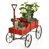 Wooden plant frame with wheels, red planting pot 33342235