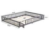 Twin Size Floor Bed with Door,Solid Wood Platform Bed Frame with Fence,Suitable for children,Pine W495123238