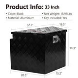 ZUN 33 Inch Heavy Duty Diamond Plate Aluminum Trailer Tongue Box Pickup Truck Tool Box Storage Organizer W1239125503