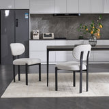 Modern Dining Room Chairs Set of 2, Mid-Century Upholstered Boucle Kitchen Dining Chairs with Black W3244P296972
