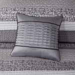 ZUN 6 Piece Reversible Jacquard Quilt Set with Throw Pillows Grey/Taupe Full/Queen B03597477