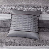 6 Piece Reversible Jacquard Quilt Set with Throw Pillows Grey/Taupe King/Cal King B03597478