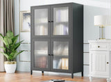 Classic Metal Storage Display with 4 Glass Doors 4 Shelves Bookcase Side W2378P176270