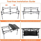 220 lbs Folding Camping Table 30-Second Tool-Free Setup, Aluminum Roll-Top & Steel Frame, 77691866