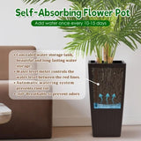 Square Planter for Indoor or Outdoor Use, 22-Inch High Faux Rattan Design Flower Pot with Automatic W3213P311469