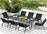 Black 2 Pack Stackable Patio Dining Chairs, Ergonomic Steel Frame Breathable Fabric Outdoor Chairs 20857821