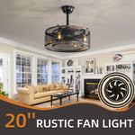 ZUN 20 inch Caged Ceiling Fan with Lights 47063397