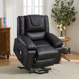 Black PU Remote-Controlled Heating and Massage Assistive Recliner for SeniorsI W570P320457