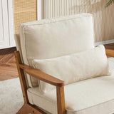 Oak Armrest Oak Upholstered Single Lounge Chair Indoor Lounge Chair Off-White 68954457