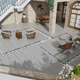 Patio Floor Tiles Pack of 11 WPC Wood-Plastic Composite Patio Deck Tiles DIY Interlocking Decking W206P201285