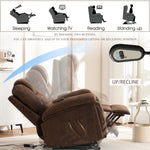 ZUN Power Lift Recliner Chair with Massage Elderly, Overstuffed Wide Recliners, Heavy Duty and Safety W1622P196006