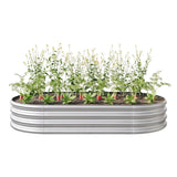 ZUN Raised Garden Bed Outdoor, Oval Large Metal Raised Planter Bed for for Plants, Vegetables, and 79679439