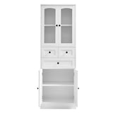 ZUN Tall Bathroom Storage Cabinet, Cabinet with Four Doors and Drawers, Adjustable Shelf, MDF Board, N725P186647W