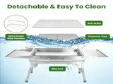 Portable Folding Charcoal BBQ Grill, Outdoor Barbecue Grill with Dual Side Shelves & 12 Air Vents, 30224474