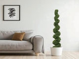 6FT Artificial Spiral Topiary Trees Outdoor Faux Boxwood Plants with Large Twisted Green Potted W2945P379269