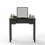 ZUN Elegant Black Vanity Table with LED Lights, Flip-Top Mirror and 2 Drawers, Jewelry Storage for Women W760P152315