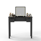 ZUN Elegant Black Vanity Table with LED Lights, Flip-Top Mirror and 2 Drawers, Jewelry Storage for Women W760P152315