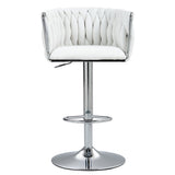 ZUN 360&deg; Fabric cover Swivel Bar Stools Set of 2, Adjustable Counter Height Bar Chairs with Woven Back & W2215P184992