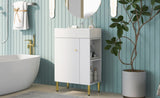 ZUN 21.6" white Bathroom vanity, Combo Cabinet, Bathroom Storage Cabinet, Single Ceramic Sink, Right 79483389