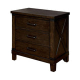 Rustic Style Dark Walnut Finish 1pc Nightstand Bedroom Furniture Solid wood 3-Drawers bedside Table B011P156649