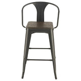 ZUN Dark Elm and Matte Black Bar Height Stool B062P153516