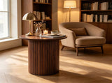 Minimalist Round Pedestal Side Table, Space-Saving Stable Nightstand with Rounded Edges & Anti-Slip 90717001
