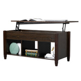 ZUN Lift Top Coffee Table Modern Furniture Hidden Compartment and Lift Tabletop Brown 11672381