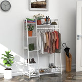 ZUN amboo Garment Rack with Shelves, Clothing Rack Hanging Clothes, Freestanding Closet Organizer 36372103
