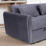 64.9 "3-in-1 foldable large size sofa bed, modern velvet double sofa, sofa bed with adjustable back, W2564P228261