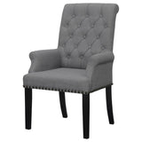 Grey Tufted Arm Chairs with Nailhead Trim B062P145443