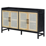 TREXM Rustic Sideboard with Decorative Rattan Doors and Adjustable Shelves for Entryway, Dining N715P203848B