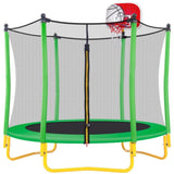 ZUN 5.5FT Trampoline for Kids - 65" Outdoor & Indoor Mini Toddler Trampoline with Enclosure, Basketball 16901318