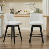 007-Swivel Counter Chairs, Modern Linen Fabric with Button-Tufted Backrest, Stylish Bar Stools, Set W2636P242111