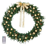 60in Pre-lit Christmas Wreath, Lighted Artificial Xmas Wreath with 220 Warm White Lights and 600 PVC 26045685