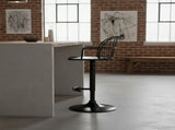 Drawe Adjustable Black Wood and Metal Barstool B2736P511302